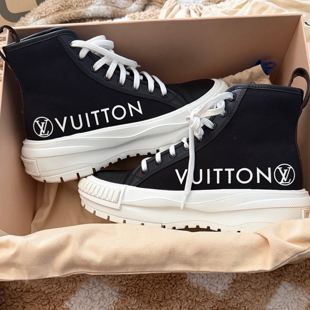Louis Vuitton Black and White High-Top Sneakers